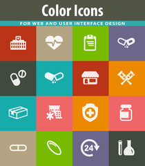 Drug store icons set