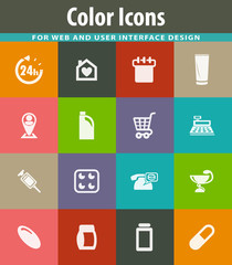 Drug store icons set