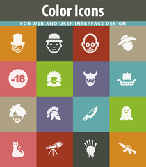 Naklejka premium Genres of cinema icons set