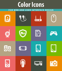 Supermarket electronic icons set