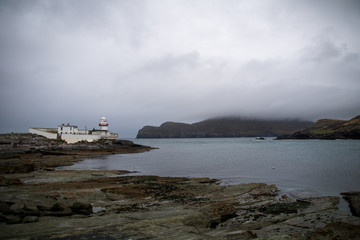 View fromValentia Island with light house at cromwell point - obrazy, fototapety, plakaty