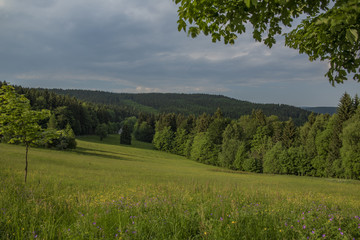 Fototapeta premium Paseky nad Jizerou village in spring sunny day