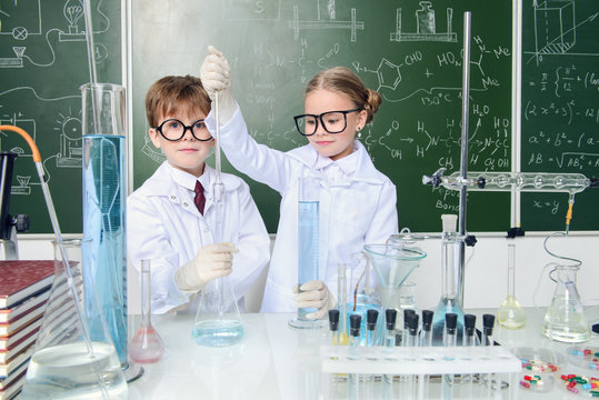 two children scientists