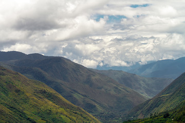 Valley between the mountains of Ollantaytambo (Peru) near Machu Picchu