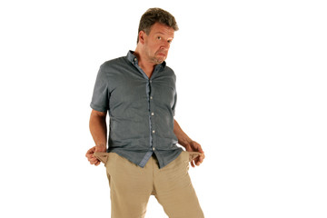 A man with no money and empty pockets
