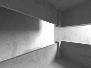 Dark concrete empty room. Modern architecture design