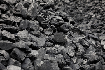 Top view of coal mine deposit mineral black for background. Used as fuel for industrial coal.