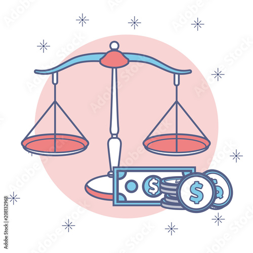 Justice Balance And Money Vector Illustration Graphic Design