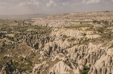 Landscape of national park of Cappadocia. Aerial view