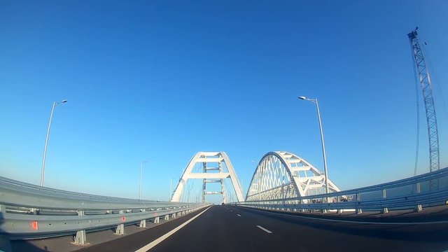Kerch, Crimea-June 4, 2018: The attraction of Russia is the Crimean bridge.