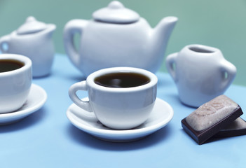 tea set with cups