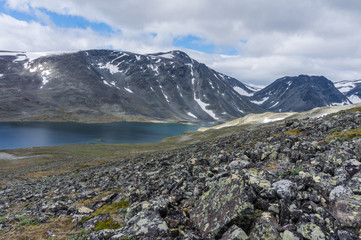 Fototapeta na wymiar Ovre And Nedre Steinbuvatnet Lake in Jotunheimen National Park,