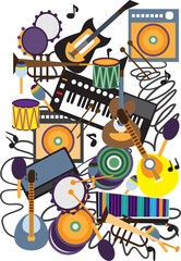 Jazz festival / Creative conceptual music festival vector. Musical instruments.