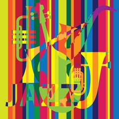 Jazz festival / Creative conceptual music festival vector. Musical instruments.