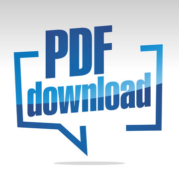 PDF download in brackets white blue isolated sticker icon