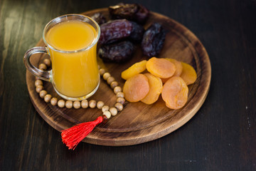 Ramadan juice for iftar made from fresh apricots with dried apricots and dates.