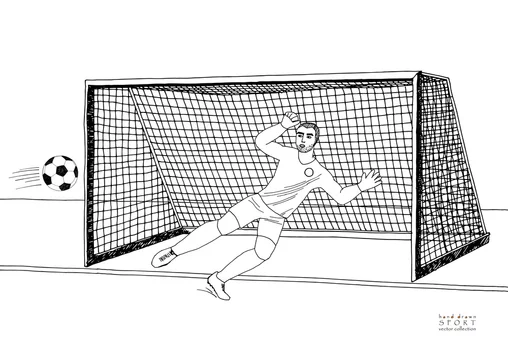 Goalkeeper Jumping To Catch The Soccer Ball Football Game Young Athletic Champion Hand Drawn Vector Flat Illustration Black Line On White Background Stock Vector Adobe Stock Goalkeeper Jumping To Catch The Soccer Ball Football Game Young Athletic Champion Hand Drawn Vector Flat Illustration Black Line On White Background Stock Vector Adobe Stock