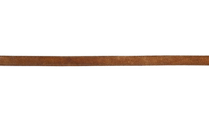 Old, brown leather belt, strap isolated on white background - Powered by Adobe