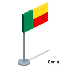 Isometric 3D vector illustration flags of countries collection. Flag of Benin