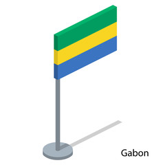 Isometric 3D vector illustration flags of countries collection. Flag of Gabon