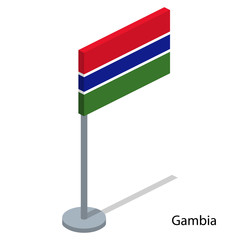 Isometric 3D vector illustration flags of countries collection. Flag of Gambia