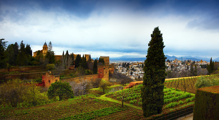  Alhambra - ancient arabic fortress , Granada, Andalusia, Spain.