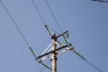 electric power pylon in the blue sky