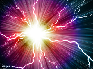 Digital backgroundElectric flash of lightning on a blue background