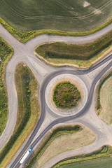 aerial view of roundabout  in the summer