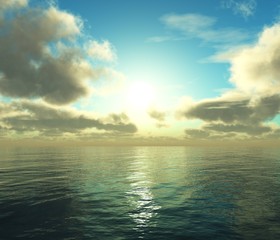 beautiful sea sunset, magnificent oceanic sunrise,
3D rendering
