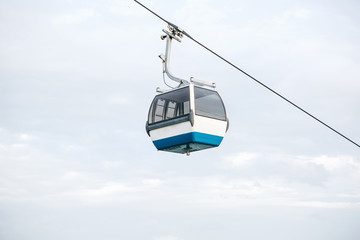 funicular or ropeway and public transport through gulf or river or channel in Lisbon in Portugal. © franz12