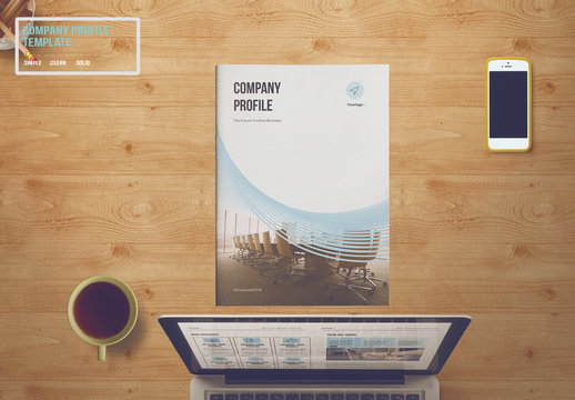 Brochure Layout with Blue Wave Design