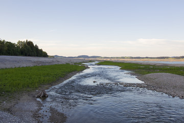 View over the bottom of the dried Forggensee