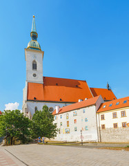 Famous tourist destination St. martin's cathedral in Bratislava, Slovakia