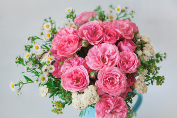 Closeup picture of beautiful bouquet of roses