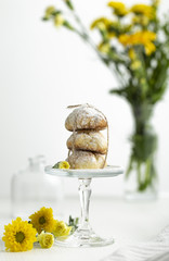 lemon biscuit on the white background 