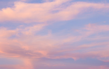 pinky soft clouds in the air at sunset