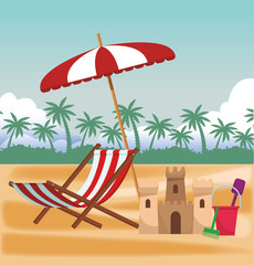 Obraz premium Beach and vacations cartoon elements vector illustration graphic design