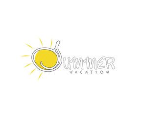 illustration: Brush lettering composition of Summer Vacation on white background.