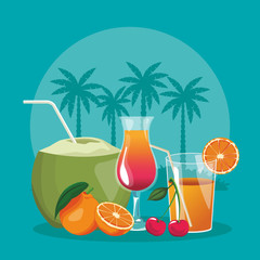 Beach and vacations cartoon elements vector illustration graphic design