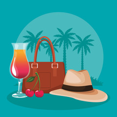 Beach and vacations cartoon elements vector illustration graphic design