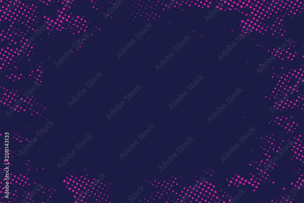 Poster Abstract halftone dotted background. Gradient halftone pattern in deep blue and purple color. Modern stylized texture with space for text