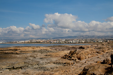 Fototapeta na wymiar View of the coastline in Paphos, Cyprus