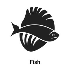 Obraz premium Fish icon vector sign and symbol isolated on white background, Fish logo concept