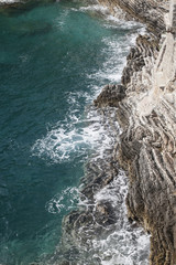 Montenegro, Petrovac, top view of the rocks and the sea