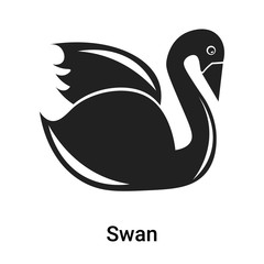 Obraz premium Swan icon vector sign and symbol isolated on white background, Swan logo concept