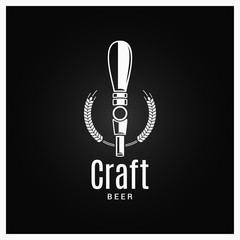 Beer tap logo. Craft beer label on black background