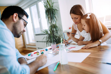 Fototapeta premium Happy family having fun time at home