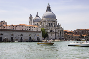 Fototapeta na wymiar Old cathedral of Santa Maria della Salute in Venice, Italy