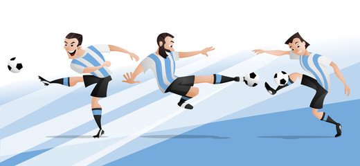 Team Argentina football soccer players set kicking the ball